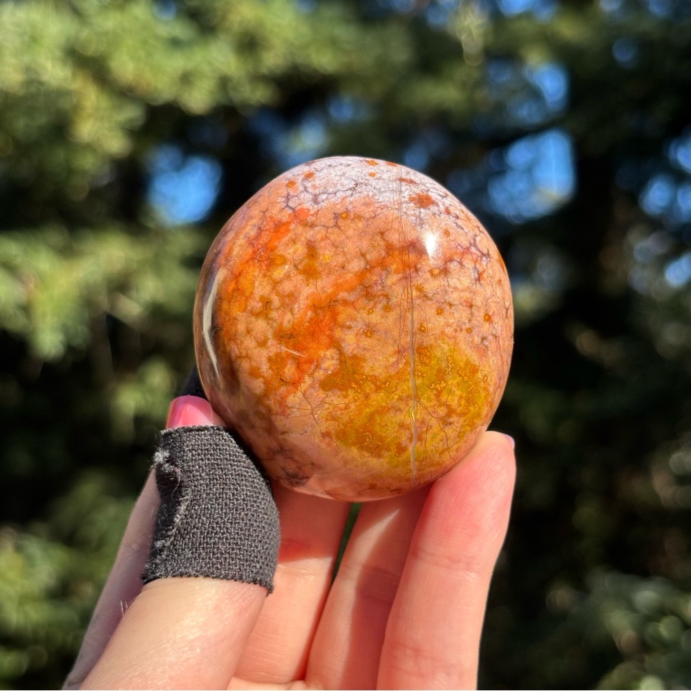 Sunset Vein Ocean Jasper Palm Stone